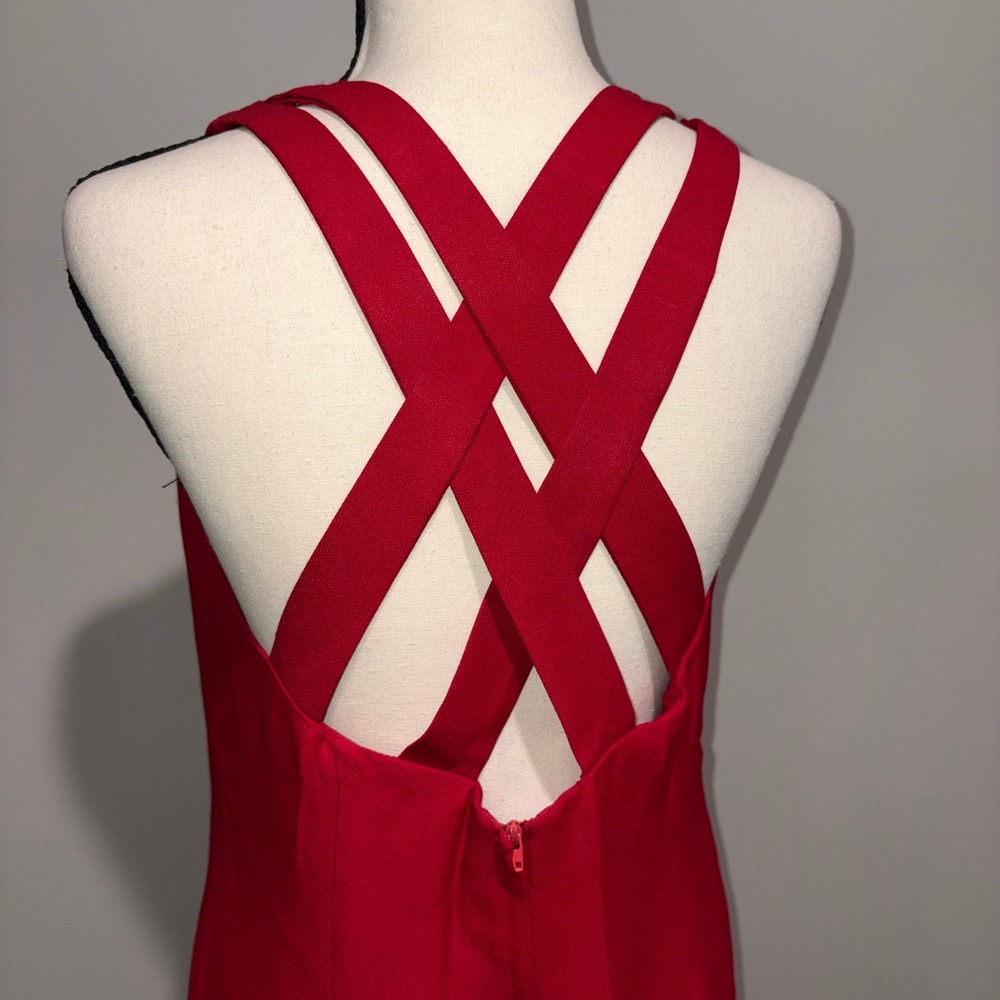 Vintage Strappy Back Sheath Dress Cocktail Women Size‎ 12 Red CDC Petites - Picture 13 of 13